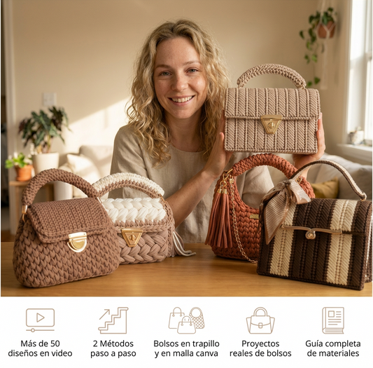 Método Bolsos Premium (trapillo y malla canva) + 5 🎁 BONOS + SORPRESAS